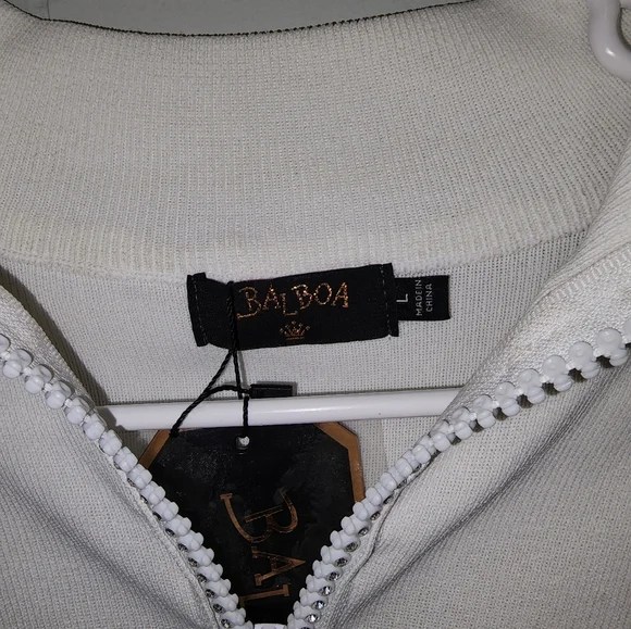 NWT Dolls Kill , Sexy , Sparkly White Long Sleeved Zip Up Popped Collar … - Picture 10 of 14